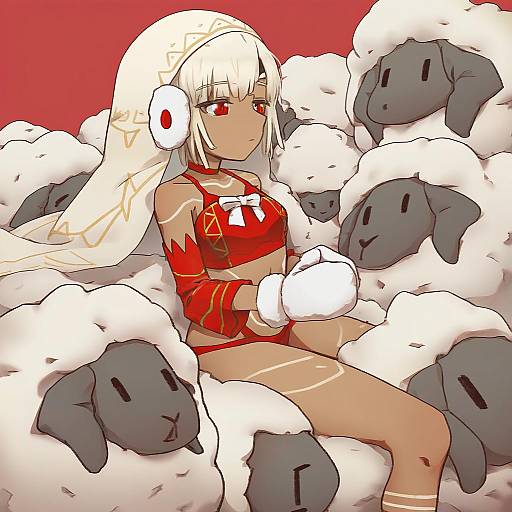 Illustration of Altera the santa (fate), fate (series) in the style of Mountain han
