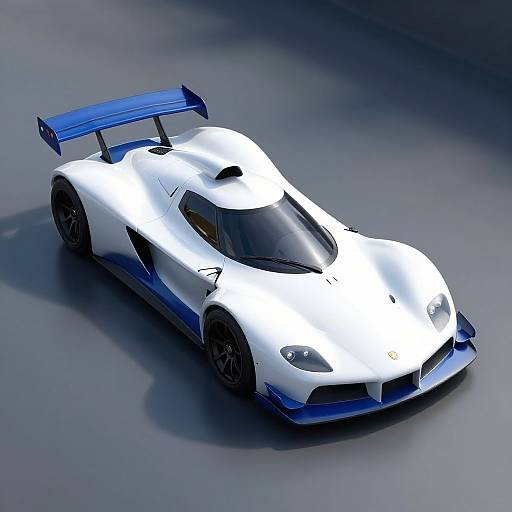 Realistic White and Blue Racecars