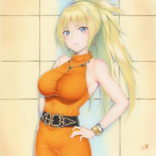 Elegant Renge Miyauchi in Orange Dress