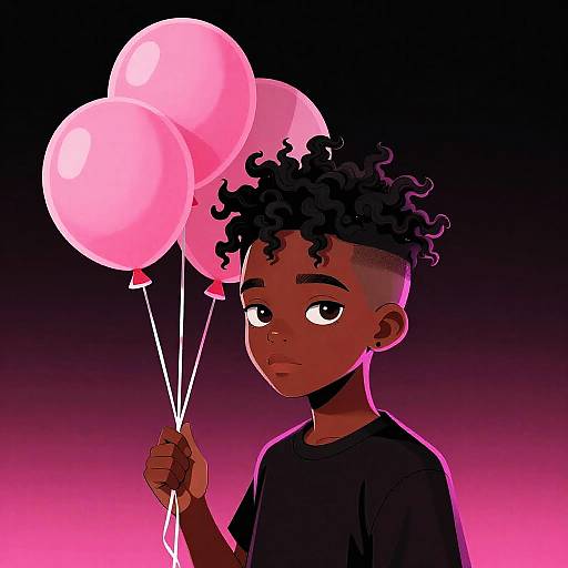 Afrofuturism Boy with Balloons