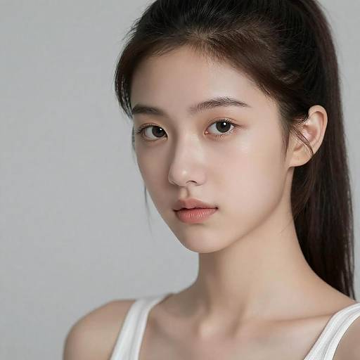 Portrait of Young Asian Woman with Glowy Skin