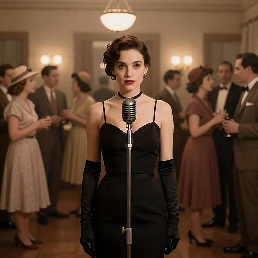 Elegant Woman in 1940s Vintage Setting