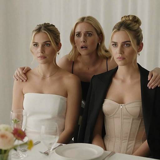 Three Women at a Formal Table