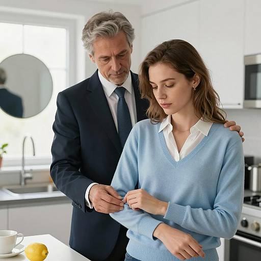 Tender Moment in a Cozy Kitchen