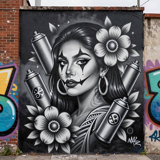 Chicano Art Clown-Makeup Chica