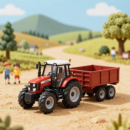 Miniature Siku Tractor in Countryside