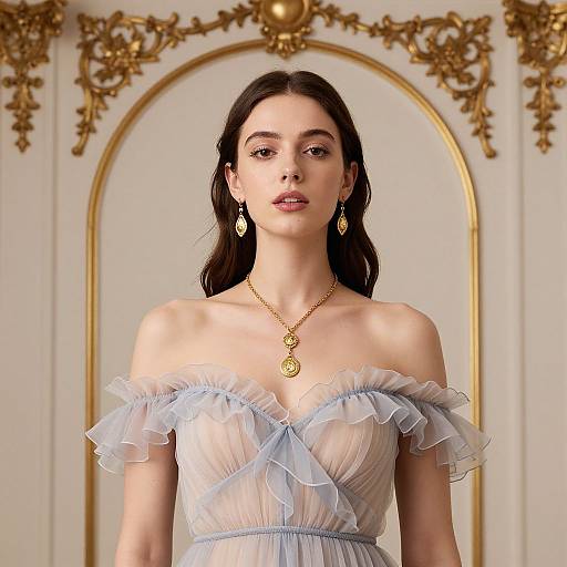 Elegant Woman in Ornate Gold Frame