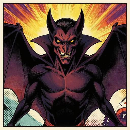 Sinister Vampire Bat Comic Style