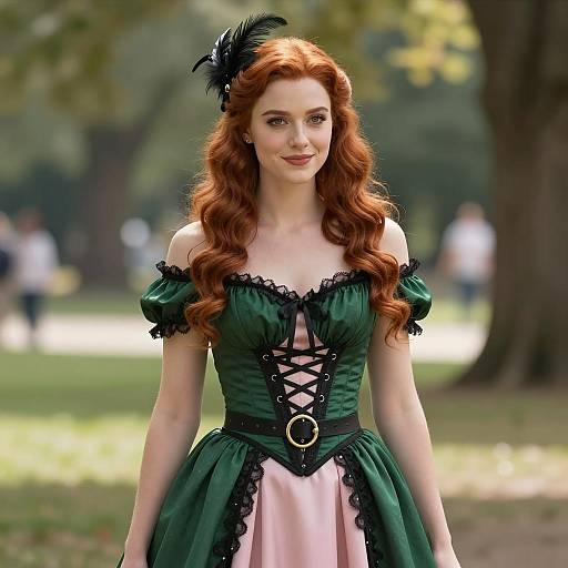 Young Woman in Fantasy-Inspired Costume Outdoors