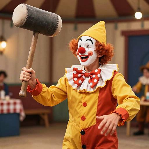 Dwarf Clown Performing Slapstick Comedy