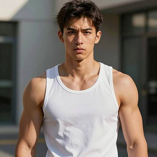 Athletic Male in Outdoor Gym Attire