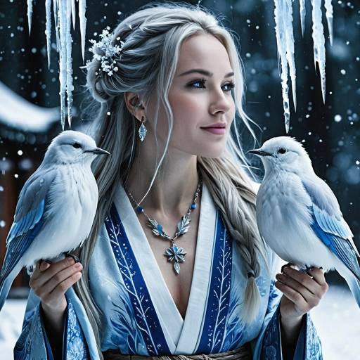 Luminous Nordic Woman in Kimono