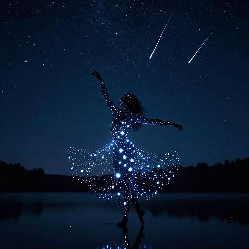 Dancer Blending with Starry Night Sky