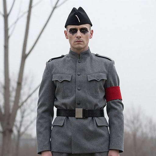 Intense Portrait of a Military Soldier