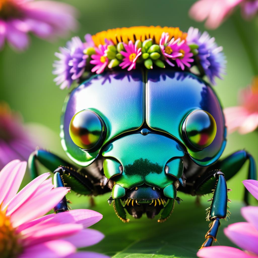 Beetle with Flower Crown in UHD