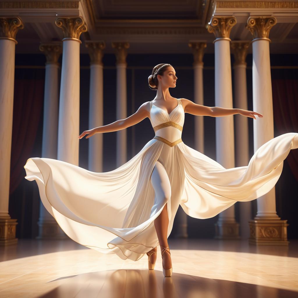 Elegant Dancer in Grand Theater Setting