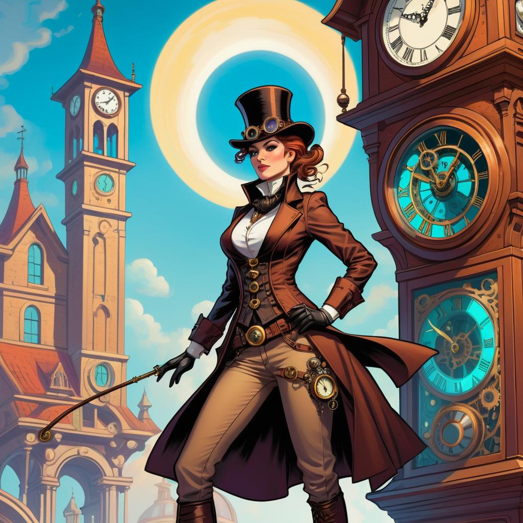 Witty Time Traveler in Steampunk Style