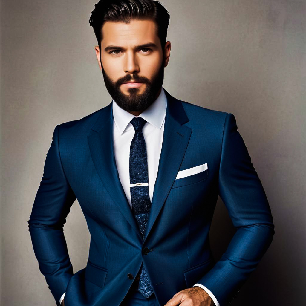 Stylish Bearded Man in Tailored Suit