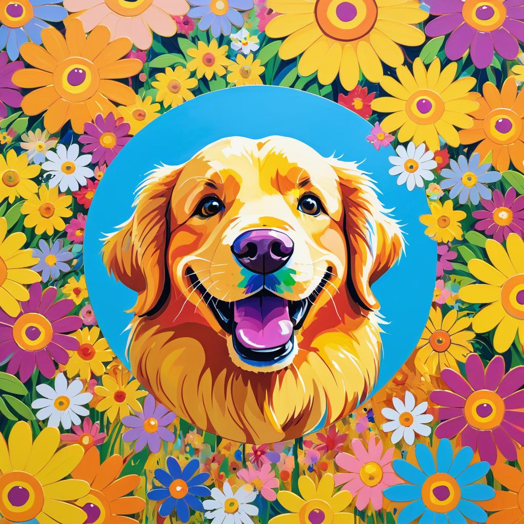 Vibrant Golden Retriever Pop Art Portrait