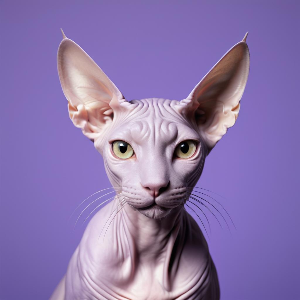 Photorealistic Sphynx Cat Portrait Art