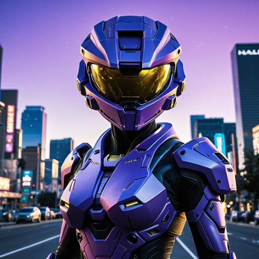 Kawaii Style Halo Alien in Lavender Armor