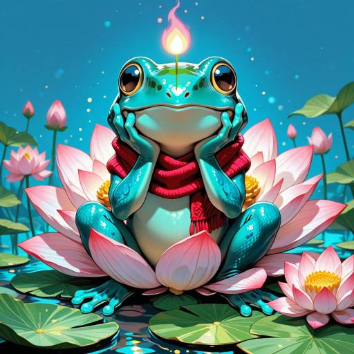 Charming Frog on a Lily Pad Charming Frog on a Lily Pad