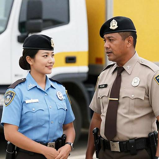 Friendly Police Officers in Uniform