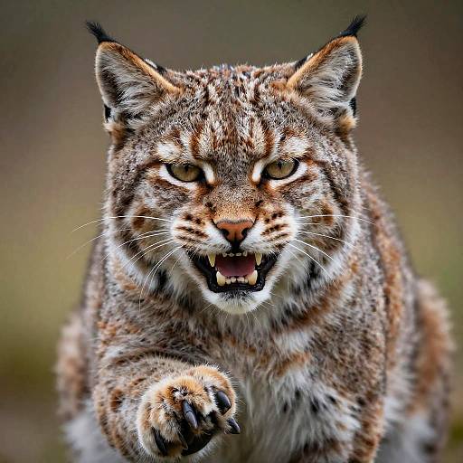 Fierce Bobcat Snarling in Detail