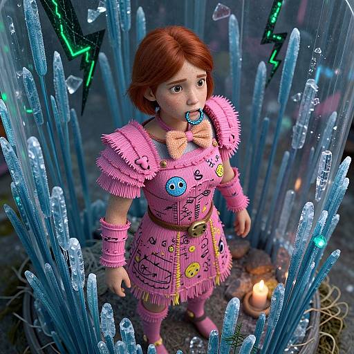 3D Doodle Art Girl in Terrarium