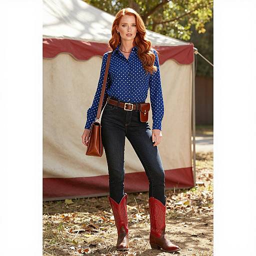 Woman in Casual Western Outfit Outdoors