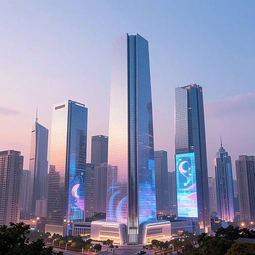 Futuristic Twilight Cityscape AI Art