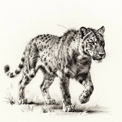 Dynamic Wild Animal Pencil Sketch