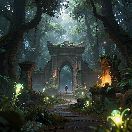 Enchanted Luminescent Forest Ruins
