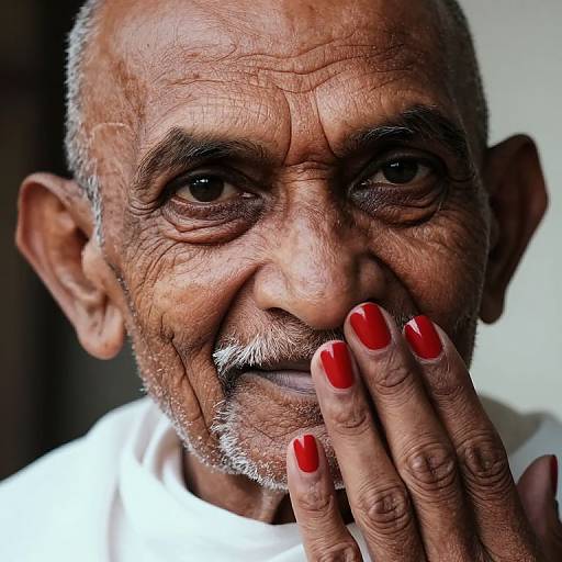 Interstellar Gandhi with Red Nail Polish