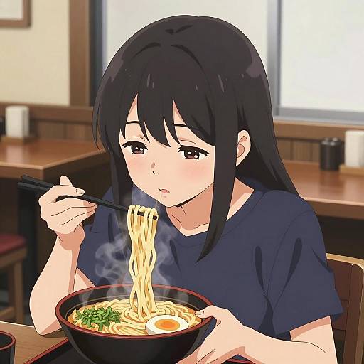 Anime Girl Eating Ramen Noodles