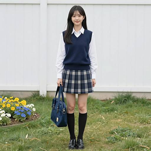 Asian Woman in Nature with Fashionable Outfit