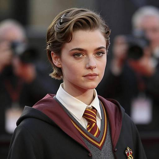 Woman in Gryffindor Wizard Outfit at Premiere