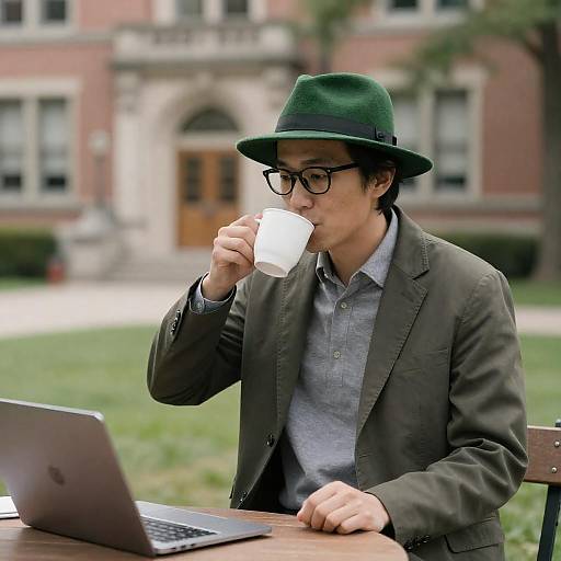 College Professor in Moss Green Hat