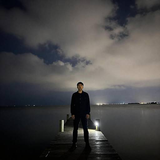 Mysterious Figure on a Night Pier