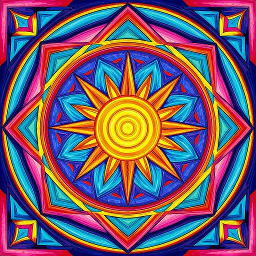 Vibrant Geometric Sunburst Mandala