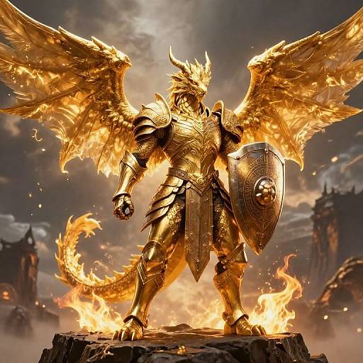 Golden Dragonborn Paladin in Battle