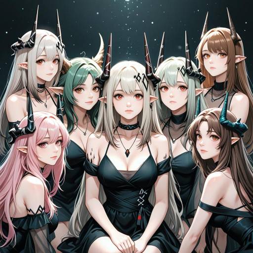 Six Fantasy Girls with Animal Features
