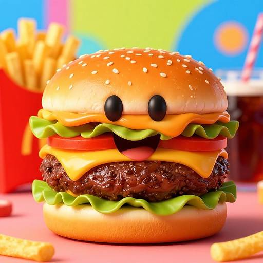 Playful Oversized Burger Food Art
