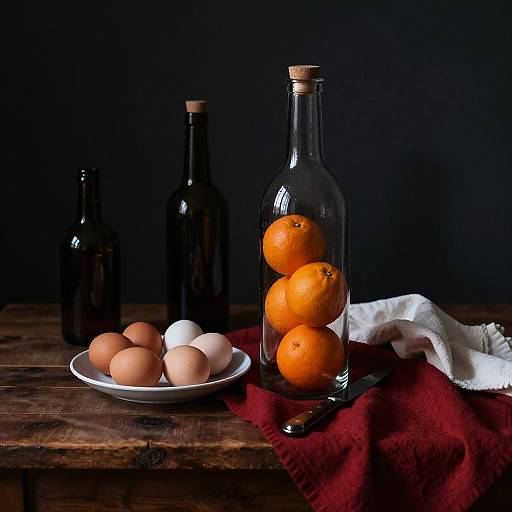 Moody Still Life with Oranges and Eggs