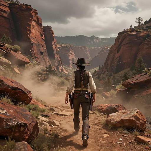 Cinematic Mountain Chase: Female Outlaw