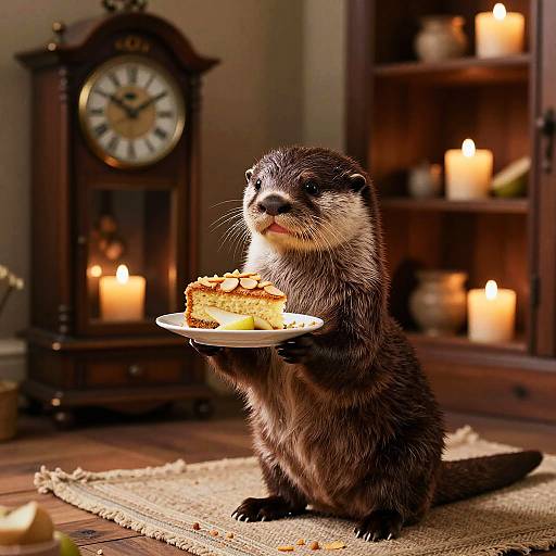 Rustic Otter Bakery Candlelit Scene