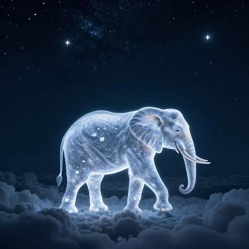 Moonlit Elephant in Celestial Night