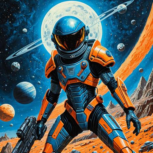 Futuristic Alien Warrior in Space Suit