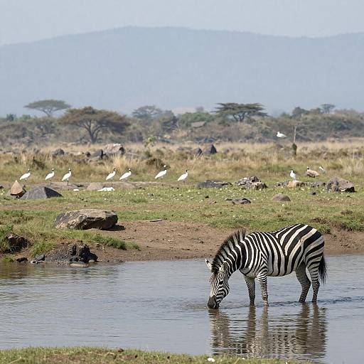 Zebra at River: Serene Wildlife Scene