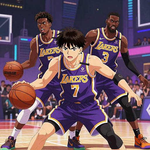 Lakers Anime Basketball Action Scene